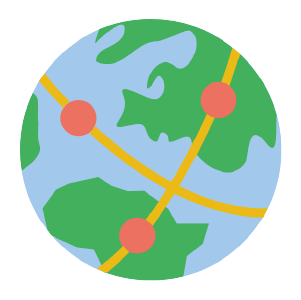 Globe icon representing worldwide presence